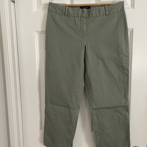 Talbots Pants - Talbots Womens Perfect Crop Pants Size 6 Green Color chino Flat Front Casual